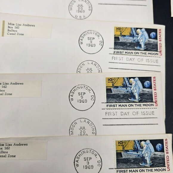 1969 First Day Of Issue Moon Landing Covers With 10¢ Postage Stamp Lot LI3020 - Picture 4 of 10